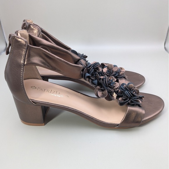 Patrizia By Spring Step Quinteel Floral Copper Dark Blue Open Toe Heels‎ Size 9 - Picture 5 of 11